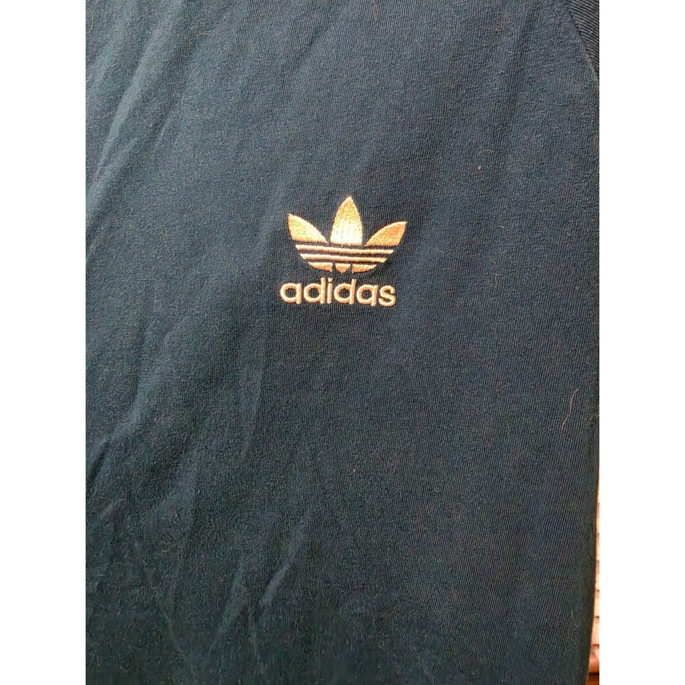 Adidas Originals Mens XL Teal Blue Ringer T-Shirt Trefoil 3-Stripe Raglan Tee